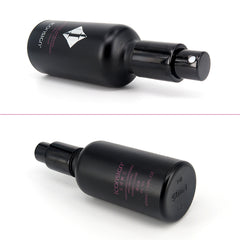 Close-up of lash cleanser bottle and brush, highlighting gentle formula for sensitive eyes