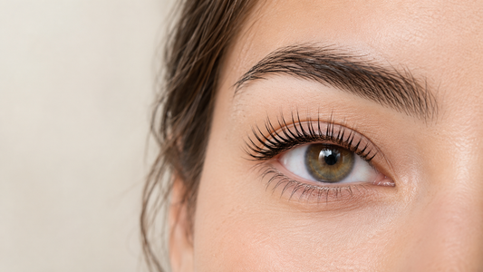 Close-up showing naturally lifted and curled eyelashes after a professional lash lift