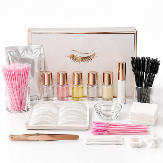 Lash lift kit with beauty tools for a professional lash lifting routine