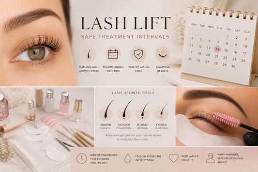 Professional lash lift treatment with beautifully lifted natural eyelashes in a clean luxury beauty salon setting