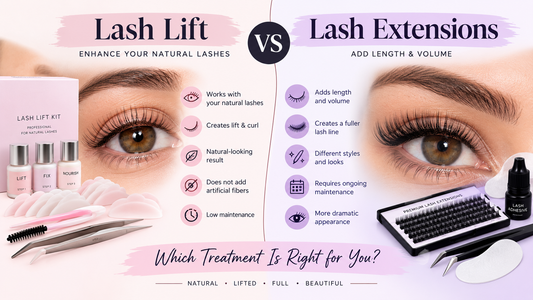 Lash lift vs eyelash extensions comparison with professional lash lift products