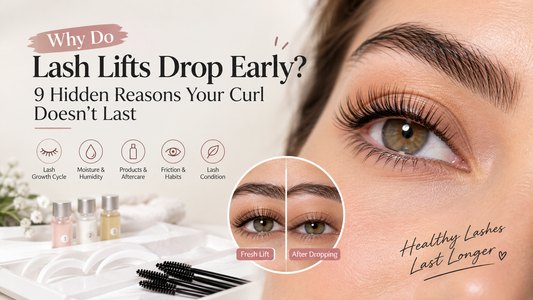 Woman with beautifully lifted natural eyelashes after a professional lash lift