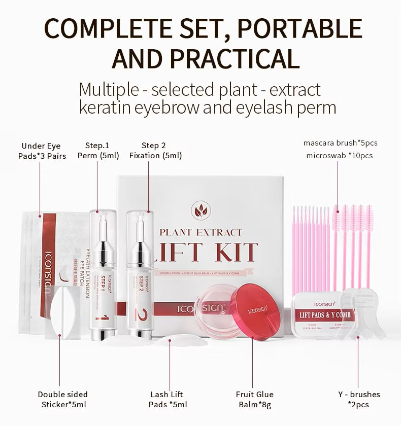 Iconsign Lash Lift & Brow Lamination Kit with Press Pump Design – 3-Month Curl – Plant Extract Eyelash Perm & Eyebrow Lamination Kit for Home & Salon Use Iconsign UAE
