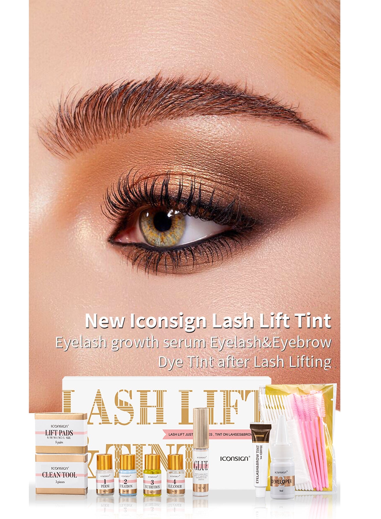 Iconsign Professional Lash Lift and Eyebrow Tint Kit – Semi-Permanent Eyelash Perming & Brow Dye Coloring Set for Salon & Home Use Iconsign UAE