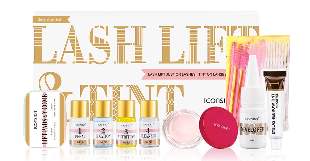 ICONSIGN 2nd Gen Lash & Brow Lift & Tint Kit – Professional Eyelash & Eyebrow Lamination with Balm Glue & 5ml Tint – Black, Brown, Coffee – Long-Lasting, Gentle Formula with tools Iconsign UAE