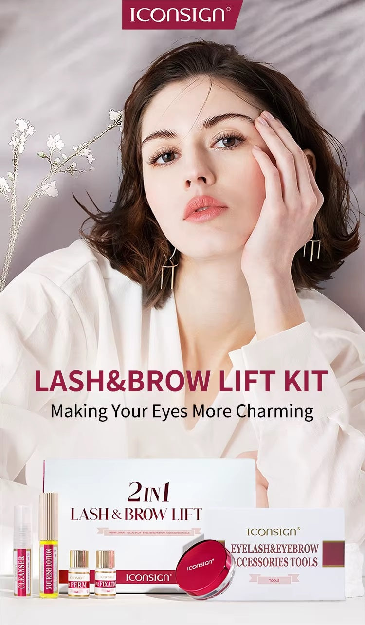 ICONSIGN 2-in-1 Professional Eyelash & Eyebrow Lamination Kit – DIY Lash Lift & Brow Lamination Set Iconsign UAE