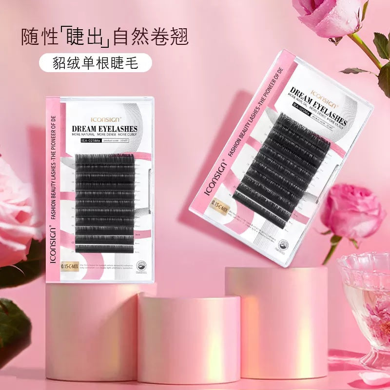 ICONSIGN Dream Eyelashes Individual Lash Extensions Mix Tray (0.15mm Thickness, C-Curl, 8–12mm Mixed Lengths) – Professional Soft Mink Style Eyelash Extension for Salon & DIY Iconsign UAE
