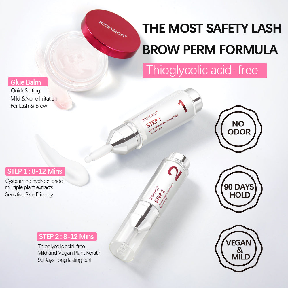 Iconsign Lash Lift & Brow Lamination Kit with Press Pump Design – 3-Month Curl – Plant Extract Eyelash Perm & Eyebrow Lamination Kit for Home & Salon Use Iconsign UAE