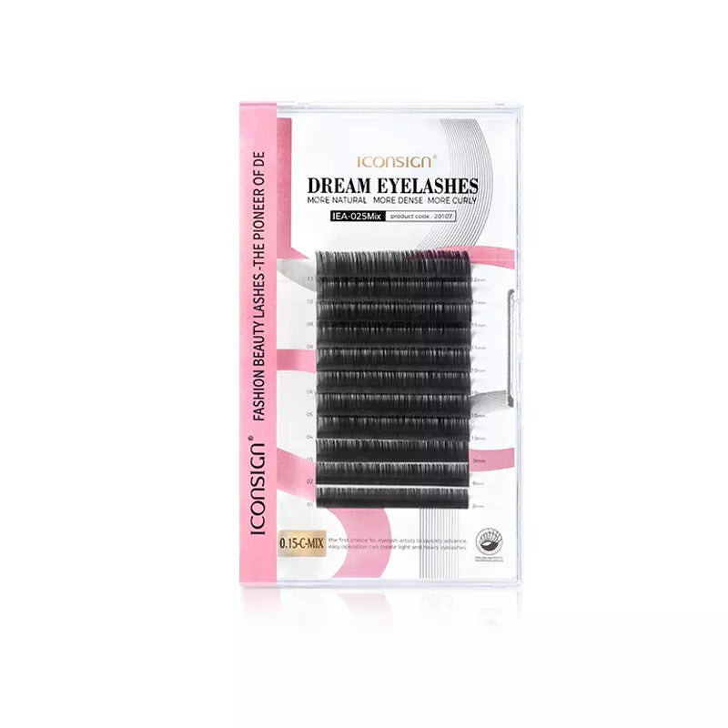 ICONSIGN Dream Eyelashes Individual Lash Extensions Mix Tray (0.15mm Thickness, C-Curl, 8–12mm Mixed Lengths) – Professional Soft Mink Style Eyelash Extension for Salon & DIY Iconsign UAE