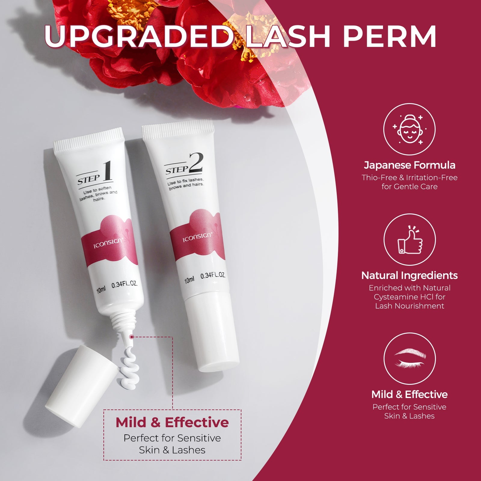 ICONSIGN Camellia Lash Lift & Brow Lamination Kit – 2-in-1 Gentle Plant Extract Perming Kit with Hygiene Tubes, Glue Balm & Vegan Keratin Iconsign UAE