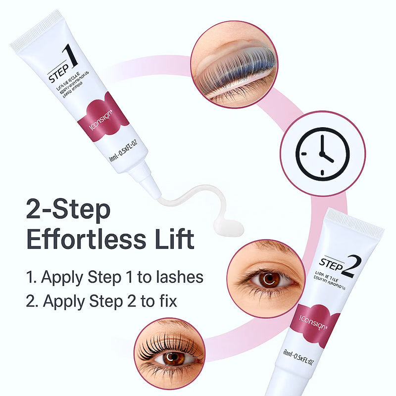 ICONSIGN Camellia Lash Lift & Brow Lamination Kit – 2-in-1 Gentle Plant Extract Perming Kit with Hygiene Tubes, Glue Balm & Vegan Keratin Iconsign UAE