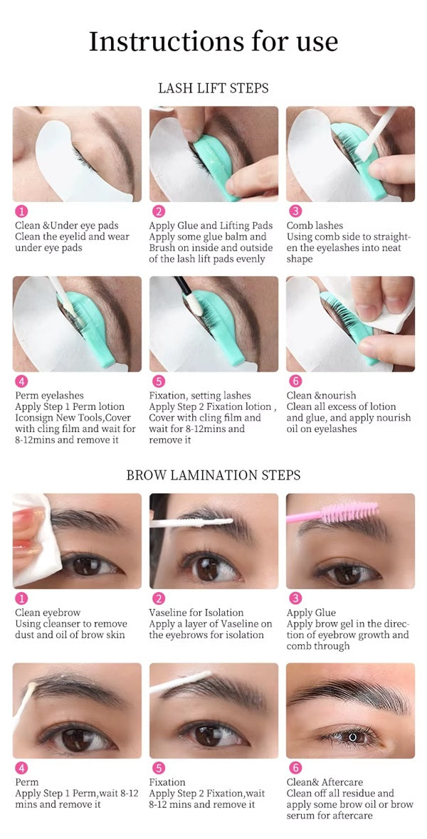 ICONSIGN 2nd Gen Lash & Brow Lift & Tint Kit – Professional Eyelash & Eyebrow Lamination with Balm Glue & 5ml Tint – Black, Brown, Coffee – Long-Lasting, Gentle Formula with tools Iconsign UAE