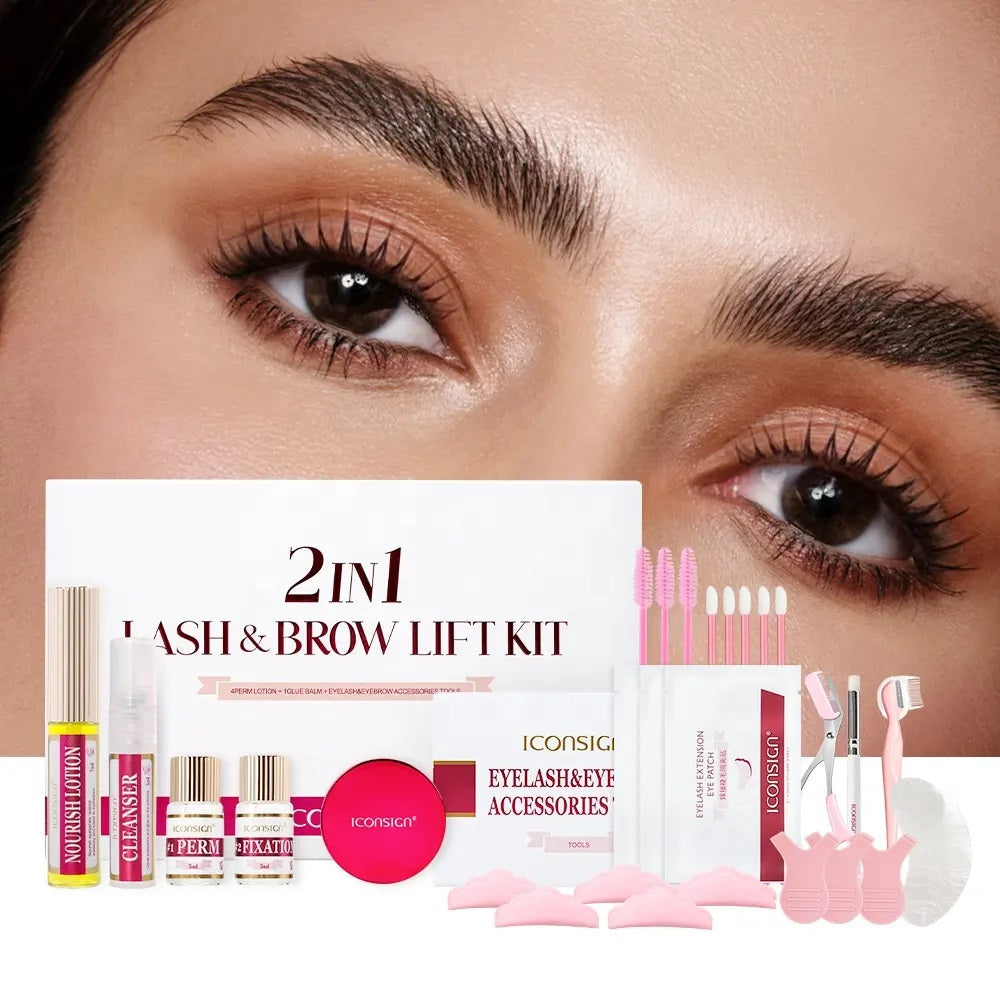 ICONSIGN 2-in-1 Professional Eyelash & Eyebrow Lamination Kit – DIY Lash Lift & Brow Lamination Set Iconsign UAE