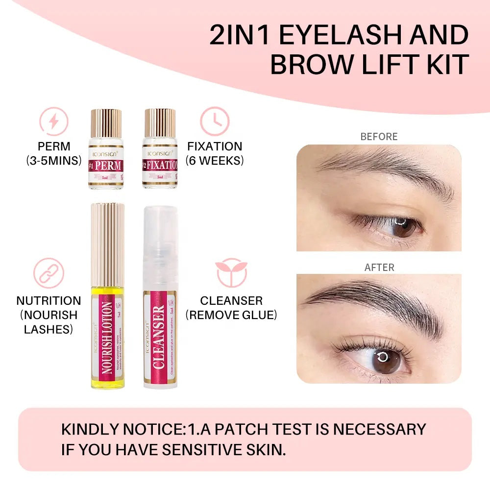 ICONSIGN 2-in-1 Professional Eyelash & Eyebrow Lamination Kit – DIY Lash Lift & Brow Lamination Set Iconsign UAE