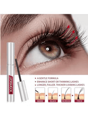 Close-up of eyelash serum applicator showing smooth formula, designed to enhance lash growth naturally, perfect for women in Dubai and UAE