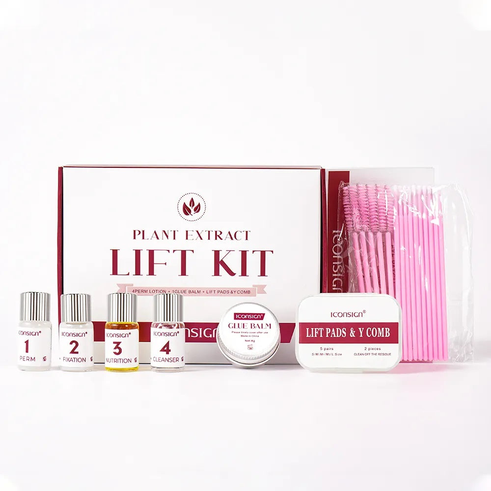 ICONSIGN 2-in-1 cysteamine lash lift and brow lamination kit with lotions, glue balm, and silicone pads