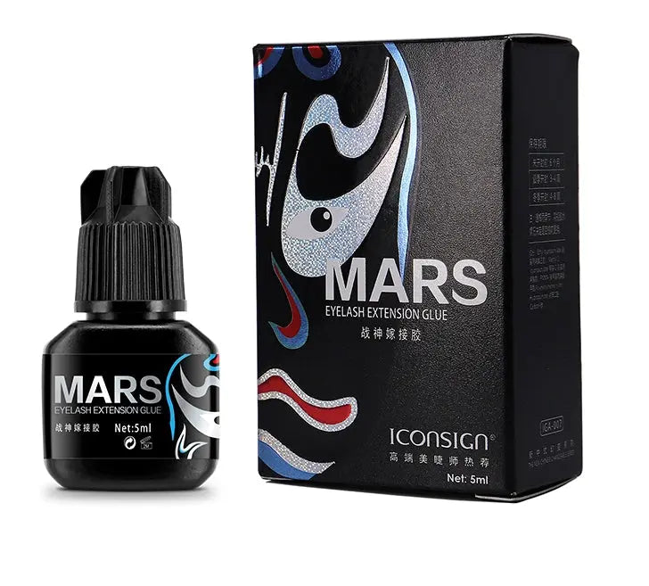 Close-up of IrisMoon 15ml eyelash extension glue bottle for precise lash application
