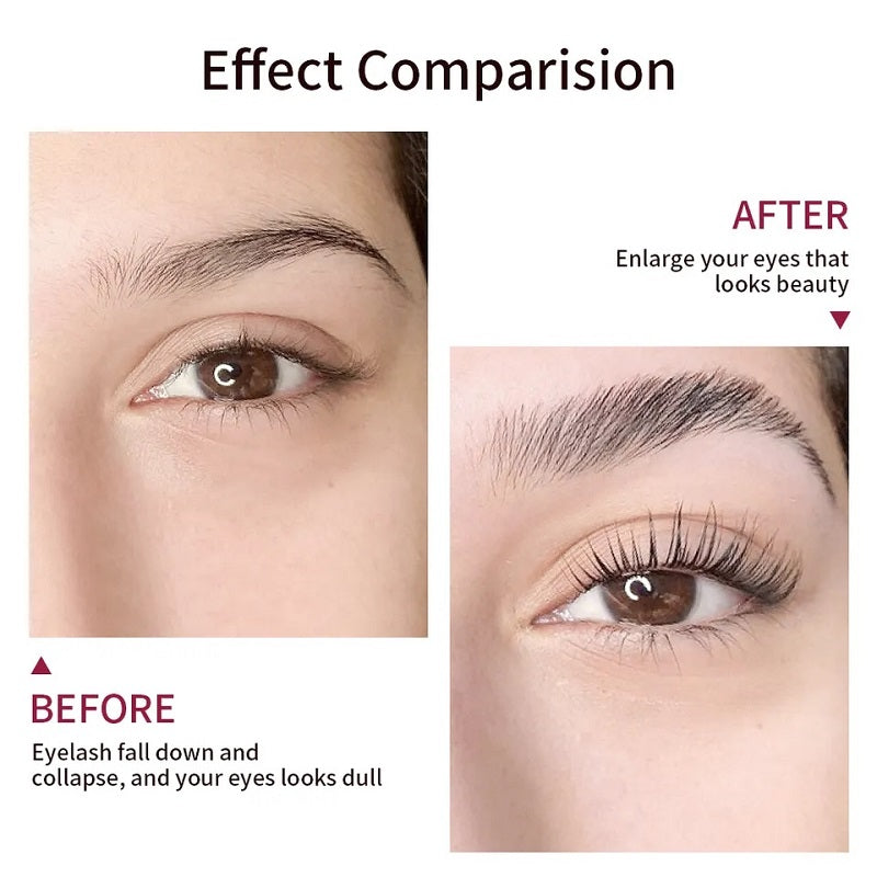 Before and after using Eyelash Glow for lash lift and brow tint in UAE
