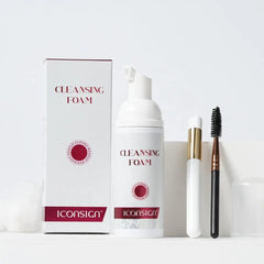 Gentle foaming facial cleanser for eyelashes, removes makeup and glue residue, safe for sensitive skin and daily use
