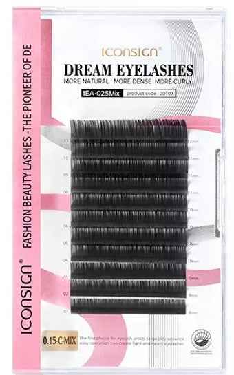 ICONSIGN Dream Eyelashes Individual Lash Extensions Mix Tray (0.15mm Thickness, C-Curl, 8–12mm Mixed Lengths) – Professional Soft Mink Style Eyelash Extension for Salon & DIY