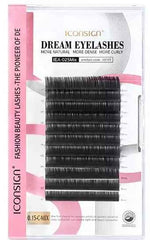 ICONSIGN Dream Eyelashes Individual Lash Extensions Mix Tray (0.15mm Thickness, C-Curl, 8–12mm Mixed Lengths) – Professional Soft Mink Style Eyelash Extension for Salon & DIY