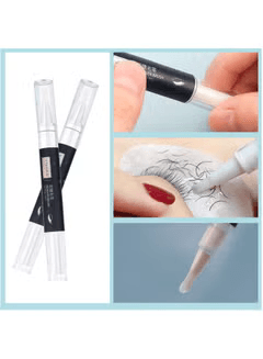 Close-up of Iconsign eyelash extension glue remover pen with soft brush applicator, showing smooth gel texture and safe, gentle formula.