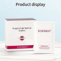 Individually wrapped Iconsign makeup remover wipe sachets ready for travel