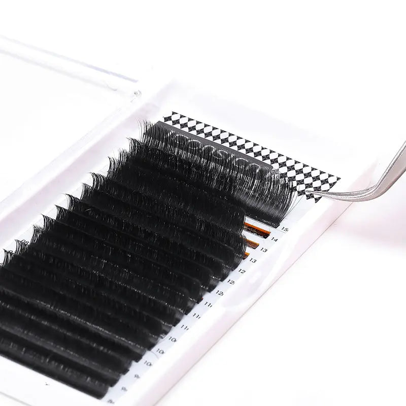 Close-up of 0.05 mm Korean eyelash extensions for natural-looking lashes