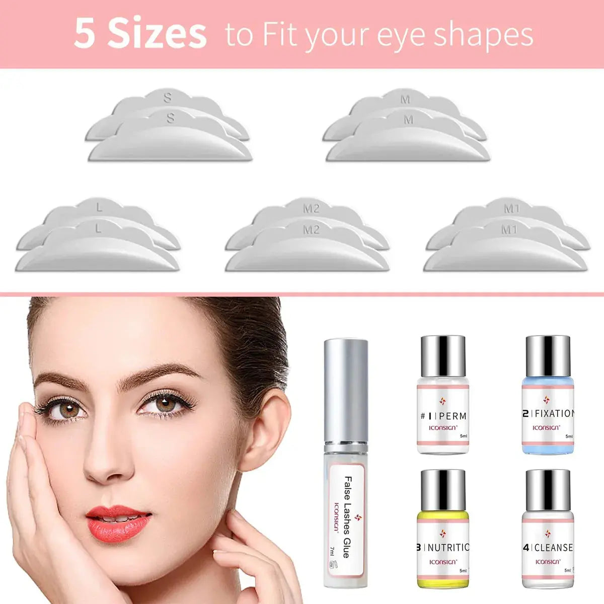 Lash Lift Kit including perm solution, silicone pads, and tools