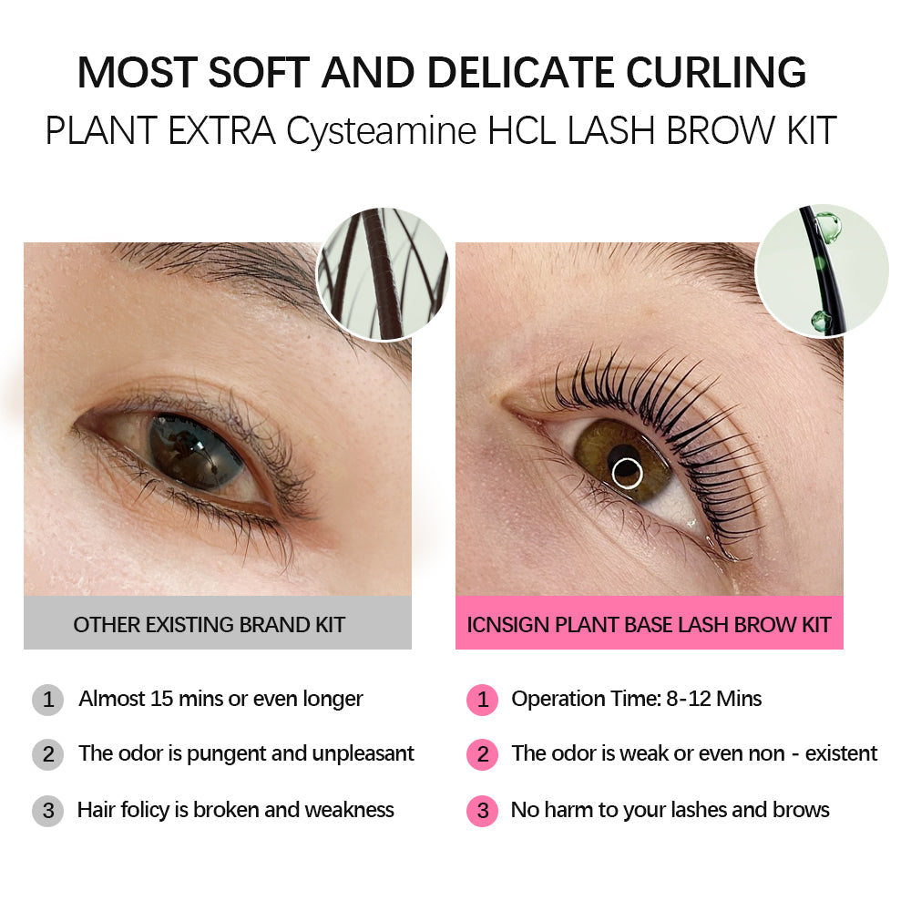 Curled, lifted lashes and neatly styled brows after treatment with the Iconsign lash lift kit