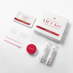 Perming and fixation lotion bottles with press-pump dispensers from the Iconsign lash lift kit