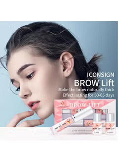Brow lamination kit featuring lifting solution and tools for professional eyebrow shaping at home