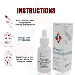 Vitamin C, Niacinamide and Hyaluronic Acid ingredients in Iconsign face serum