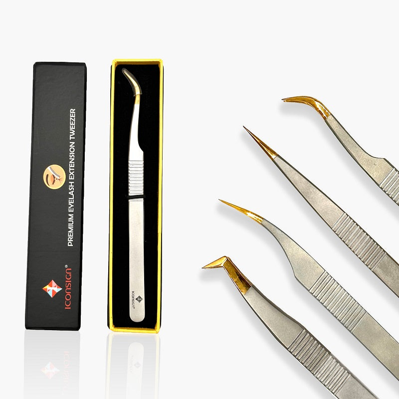 Iconsign trimming scissors and portable storage case holding the lash tweezers set