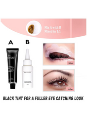 Before and after using Iconsign eyebrow and eyelash tint kit for semi-permanent color
