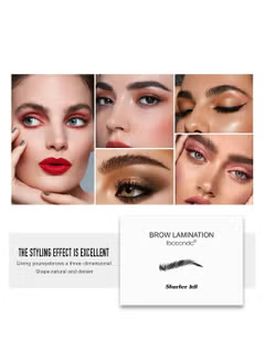 Before and after photos showing fuller laminated eyebrows using Iconsign eyebrow lamination kit in Dubai.