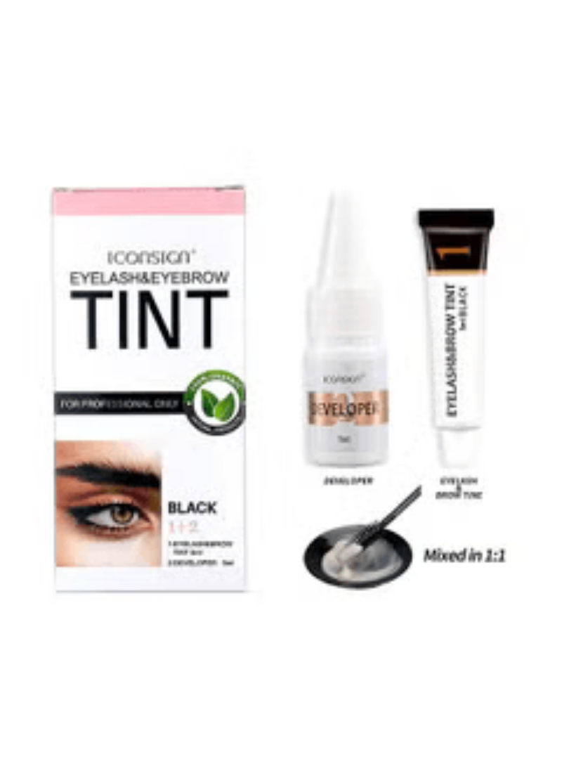 Iconsign Brow Lamination and Tinting Kit with Black Tint, Applicators, and Mixing Tools for Brows, Lashes, and Beard in UAE