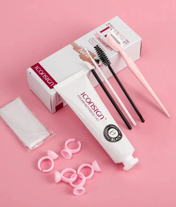 Eyelash Tint Kit & Eyebrow Dye Set – 2-in-1 Long-Lasting Lash & Brow Color with 25ml Nourishing Lotion for Salon & DIY Home Use – 6 Weeks Tint