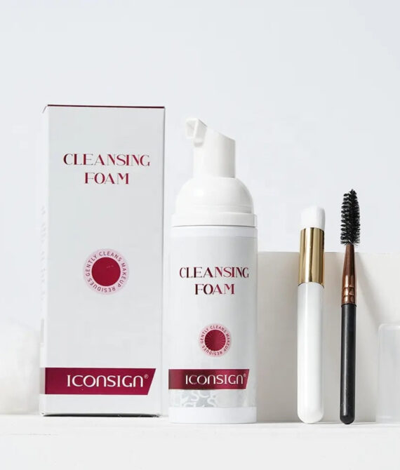 Eyelash and Eyebrow Foaming Facial Cleanser – Sensitive Shampoo and Foaming Cleanser with Brush for Deep Makeup Removal and Strong Cleaning